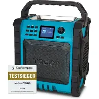 Medion P66896 Radio da cantiere (DAB Plus, DAB+/UKW, batteria ricaricabile integrata, display a colori, Bluetooth, funzione power bank, IP54, robusta, due radiatori passivi)