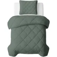 Sleeptime Sleeptime, coperta per letto "Lazy", colore unito grigio/verde, 140 x 200 cm, con federa inclusa