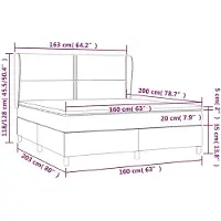 vidaXL Letto a molle con materasso grigio scuro 160x200 cm in velluto