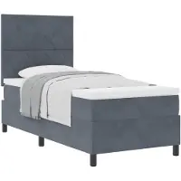 vidaXL Letto a molle con materasso grigio scuro 100 x 200 cm in velluto