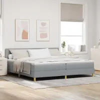 Prolenta Maison Exclusive - Letto boxspring a LED con testiera grigio chiaro 200 x 200 cm in tessuto