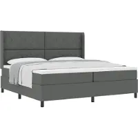 Syfax Letto a molle con materasso Grigio scuro 200 x 200 cm Tessuto