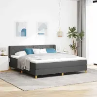Prolenta Maison Exclusive - Letto boxspring con testiera grigio scuro 200 x 180 cm in tessuto