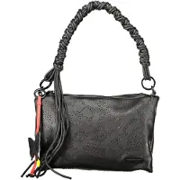 Desigual , Borsa media a fiori, Donna, Poliuretano, Nero, U