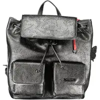 Desigual , zainetto traforato, Donna, Poliuretano, Nero, U