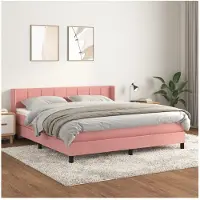 vidaXL Letto a molle con materasso rosa 160x200 cm in velluto