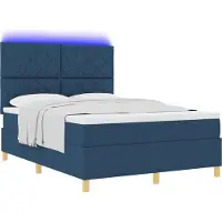Syfax Letto con rete a molle e illuminazione a LED, con testiera, colore blu, dimensioni 140 x 190 cm, rivestito in tessuto
