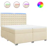 Syfax Giroletto a Molle con Materasso Crema 200x200 cm in Tessuto