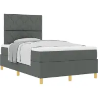 vidaXL Letto a molle con materasso grigio scuro 120 x 190 cm tessuto