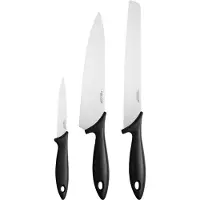 Fiskars Set Di Coltelli Essential Starter Set-3 Pieces-bread Knife Chef´s Knife &amp; Vegetable Knife