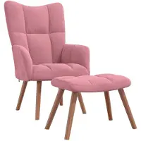 vidaXL Poltrona relax con sgabello in velluto rosa