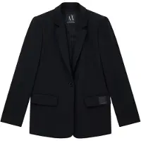Armani Exchange per donna. XW000941AF10872UC001 Blazer a maniche lunghe con revers a lancia e bottone singolo casual tinta unita, nero (
