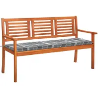 vidaXL panca da giardino a 3 posti con cuscino 150 cm in legno massiccio di eucalipto