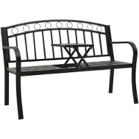 vidaXL Panchina da giardino con tavolo nero 120 cm in acciaio