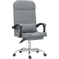 vidaXL Sedia da ufficio con funzione massaggio in tessuto grigio chiaro