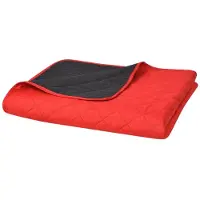 vidaXL Copriletto trapuntato reversibile rosso e nero 170x210 cm