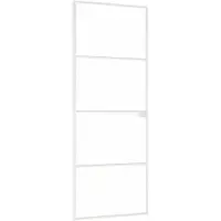 vidaXL Porta interna bianca 76x201,5 cm vetro temperato e alluminio slim