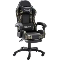 vidaXL Sedia da gioco con poggiapiedi in Pelle finta nera e mimetica