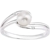 Diamant L'Eternel Anello 'Ring aus 375 Weißgold mit 0.02 Karat Diamant mit Perle' argento