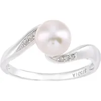 Diamant L'Eternel Anello 'Ring aus 375 Weißgold mit 0.04 Karat Diamant mit Perle' argento