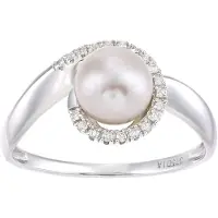 Diamant L'Eternel Anello 'Ring aus 375 Weißgold mit 0.08 Karat Diamant mit Perle' argento