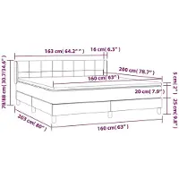 vidaXL Letto a molle con materasso grigio chiaro 160x200 cm in velluto