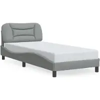 vidaXL Giroletto con testiera in tessuto grigio chiaro 100x200 cm