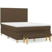 vidaXL Letto a molle con materasso marrone scuro 140x200 cm in tessuto