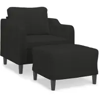 vidaXL Poltrona con sgabello nero 60 cm in tessuto