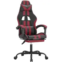 vidaXL Sedia da gioco con poggiapiedi girevole in ecopelle nera e rosso vino