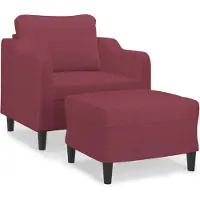 vidaXL Poltrona con sgabello rosso vino 60 cm in tessuto