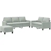 vidaXL set divano 3 pezzi con cuscini in velluto grigio chiaro