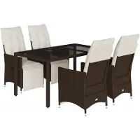 vidaXL Set bistrot da giardino 5 pezzi con cuscini in polirattan marrone