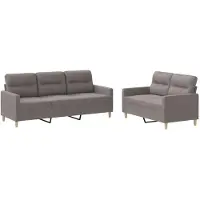 vidaXL Set di divani a 2 pezzi con cuscini in tessuto taupe