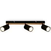 Briloner Faretto da soffitto Tib, nero/legno, a 3 luci, orientabile, in metallo