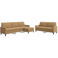 vidaXL Set divano 3 pezzi con cuscini in velluto marrone