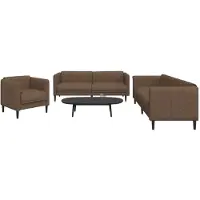 vidaXL Set divano 3 pezzi tessuto marrone