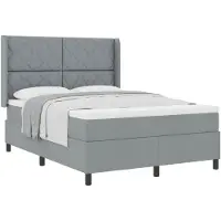 vidaXL Letto a molle con materasso grigio chiaro 140 x 200 cm in tessuto