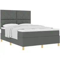 vidaXL Letto a molle con materasso grigio scuro 140 x 200 cm tessuto