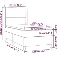 vidaXL Letto a molle con materasso nero 100x200 cm in tessuto