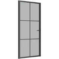 vidaXL Porta interna 93x201,5 cm Nero, vetro satinato e alluminio