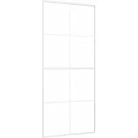 vidaXL Porta scorrevole ESG in vetro e alluminio 90x205 cm Bianco