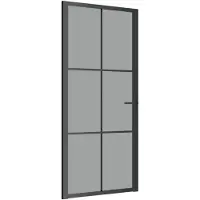 vidaXL Porta interna 93x201,5 cm nero ESG vetro e alluminio