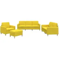 vidaXL Set di divani 4 pezzi con cuscini in tessuto giallo chiaro