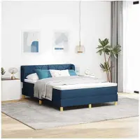 vidaXL Letto a molle con materasso crema 90x200 cm in tessuto blu