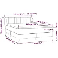 DKD Home Decor Letto a molle con materasso grigio scuro 140x200 cm in tessuto
