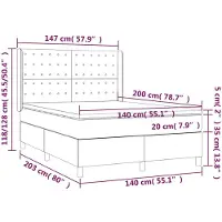 vidaXL Letto a molle con materasso Taupe 140x200 cm in tessuto