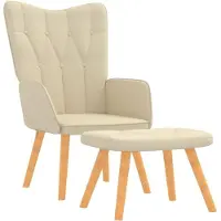 vidaXL Poltrona relax con sgabello in tessuto crema
