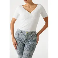 Guess Marciano GUESS Kathleen Ss Ribbed T White Peaks Taglia: XL | Maglie Sportivi Outlet | Donna | Bianco