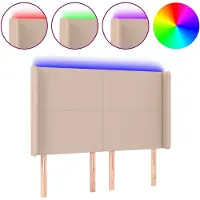 vidaXL Testiera LED marrone cappuccino 147x16x118/128 cm Pelle finta